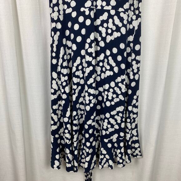 CAbi Blue&White Dot Print The Perfect Wrap Dress Sz.XL - Picture 13 of 16
